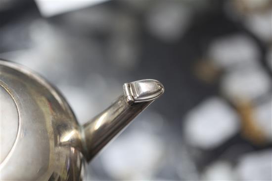 A rare George I Britannia standard silver bullet shaped teapot by Pierre Platel, gross 12.5 oz.